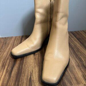 ATP Atelier Cream Tan Leather square toe ankle boots size 37 or US 7